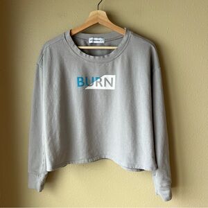 Burn Boot Camp Cropped Sweatshirt Women’s Size M Gray Long Sleeve Cotton Gym
